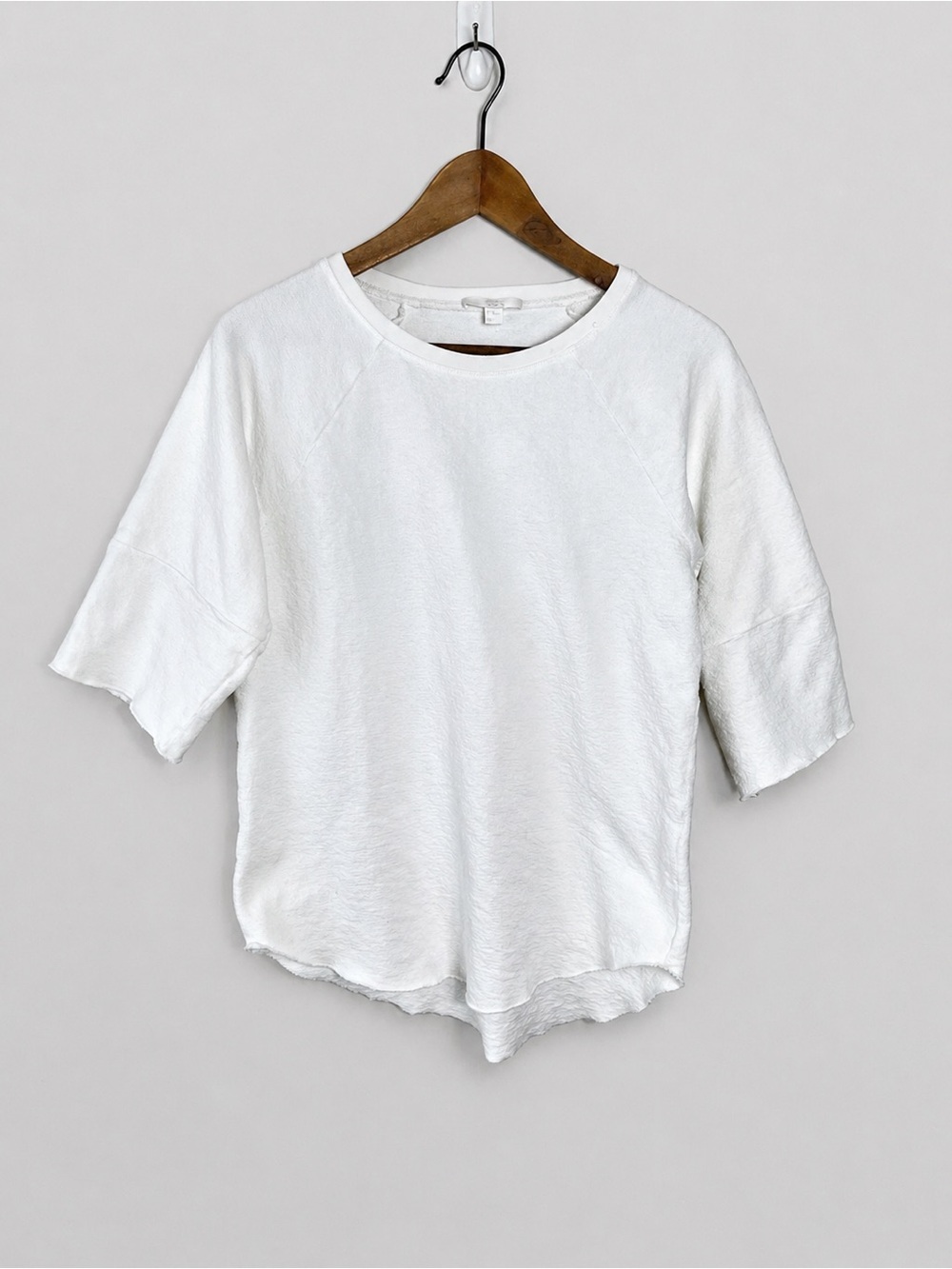 COS Size XS 100% Cotton Textured White    Scoop Neck Short Sleeve Top Oversized